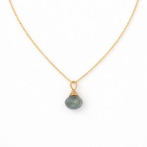N11337 Aquamarine Moss Gold Necklace